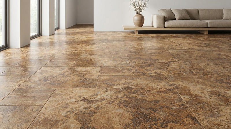 Noce Exotic (Cross-Cut) Travertine Versailles Pattern Unfilled, Brushed & St.Edged Travertine Tile