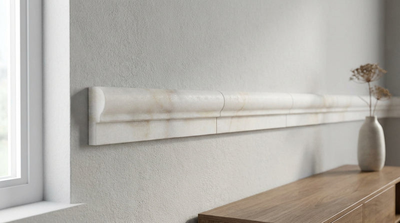 Calacatta Gold (Italian) Calacatta Gold Marble 2x12 Polished / Honed Tile OG-1 (Single-step Chair Rail Trim)
