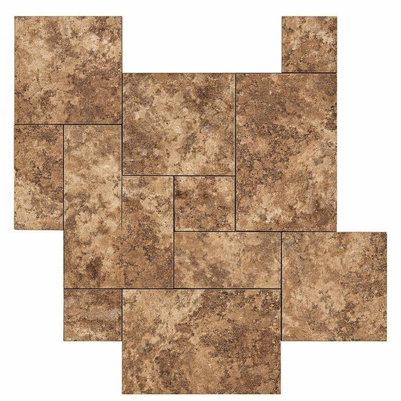 Noce (Antalya) Travertine Versailles Pattern Filled, Honed & Straight-Edged Travertine Tile
