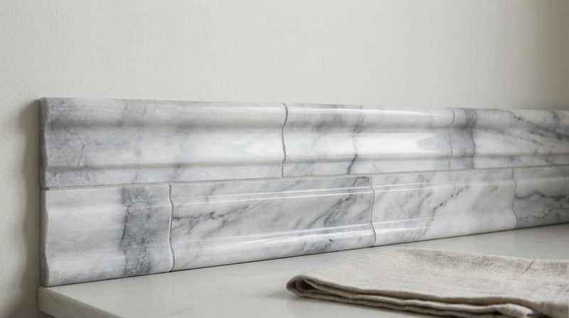 Mink / Equator (Zebra) Mink Marble 2x12 Polished Tile Milano Molding