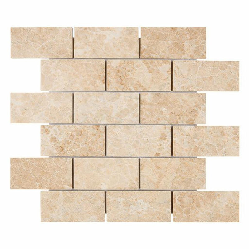 Cappuccino Marble 2x4 Polished Brick Joint Mosaic Brick Mosaic