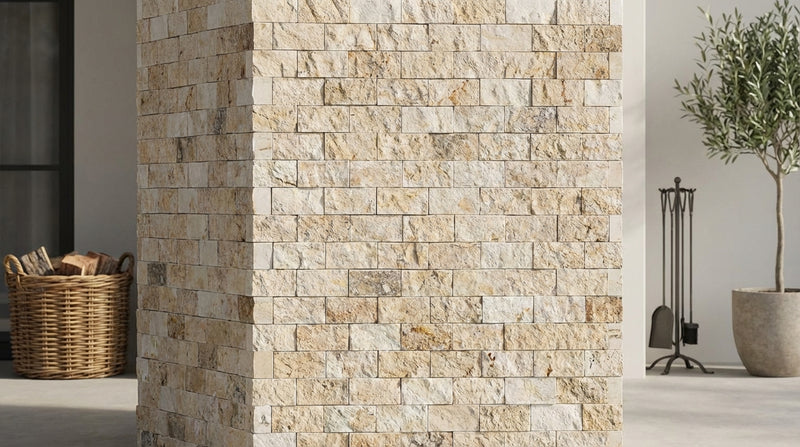 Philadelphia Travertine 1x2 Split-faced Travertine Brick Joint Mosaic Brick Mosaic