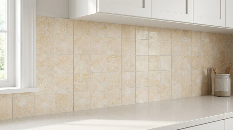Durango / Paredon (Mexican) - Cross Cut Durango Travertine 4x4 Filled & Honed Travertine Tile