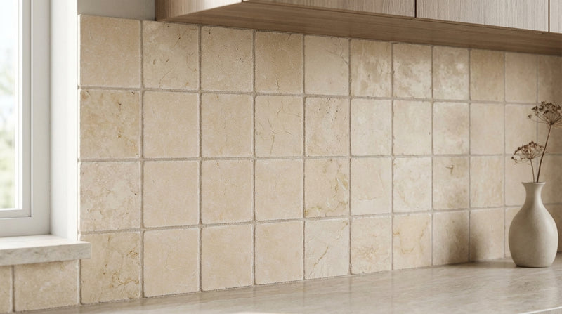 Crema Marfil (Spanish) Crema Marfil Marble 6x6 Cream Tumbled Tile