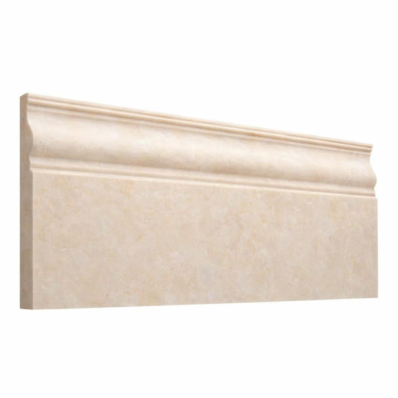 White Pearl (Turkish Botticino) White Pearl (Botticino) Marble 4-3/4x12 Polished / Honed Tile Baseboard Trim