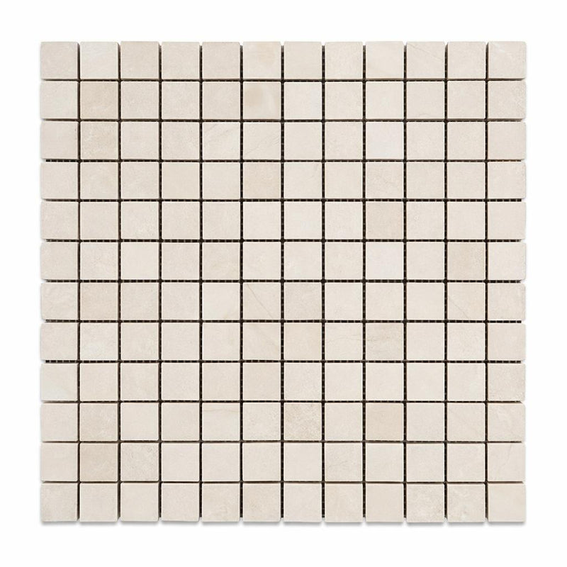 White Pearl (Turkish Botticino) (Botticino) Marble 1x1 Tumbled Mosaic