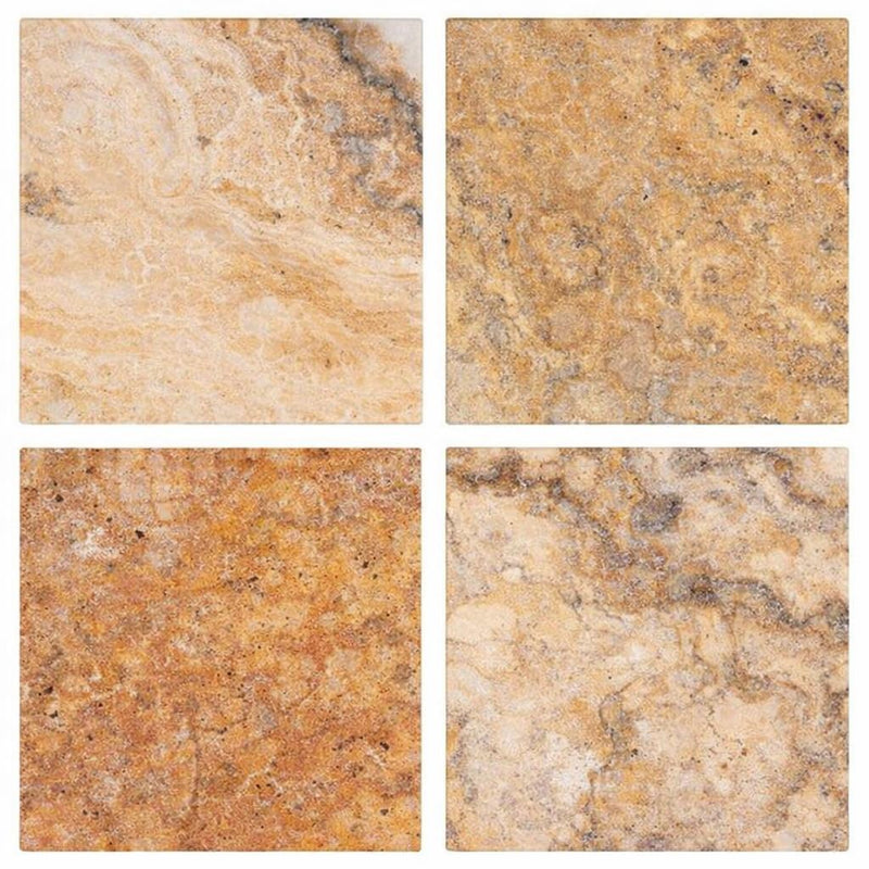 Scabos Travertine 6x6 Tumbled Travertine Tile