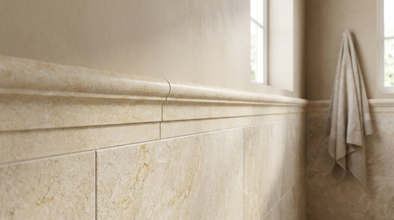 Durango / Paredon (Mexican) - Cross Cut Durango Travertine 2-1/2x12 Honed Travertine Tile Crown Molding (Special Chair Rail)