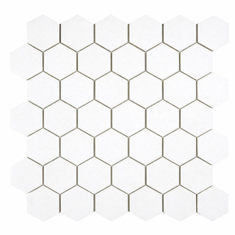 Thassos White (Greek) Marble 2x2 Honed Hexagon Mosaic