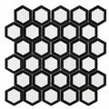 Thassos White (Greek) Marble 2x2 Honed Hexagon Mosaic Vortex Hexagon (w/ Black)