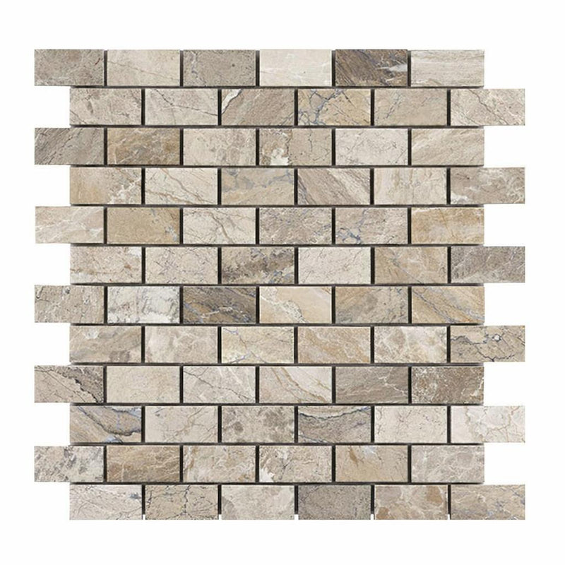 Atlantic Gray Marble 1x2 Tumbled Mosaic