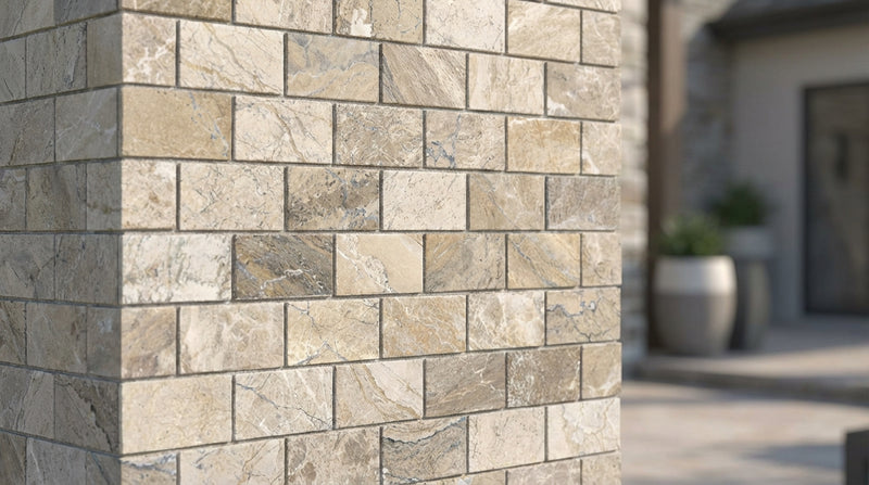 Atlantic Gray Marble 1x2 Tumbled Mosaic