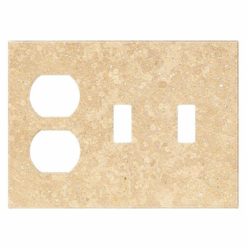 Walnut Travertine Switch Plate Covers 4-1/2x6 1/3 Honed Plate Cover 3-DUPLEX