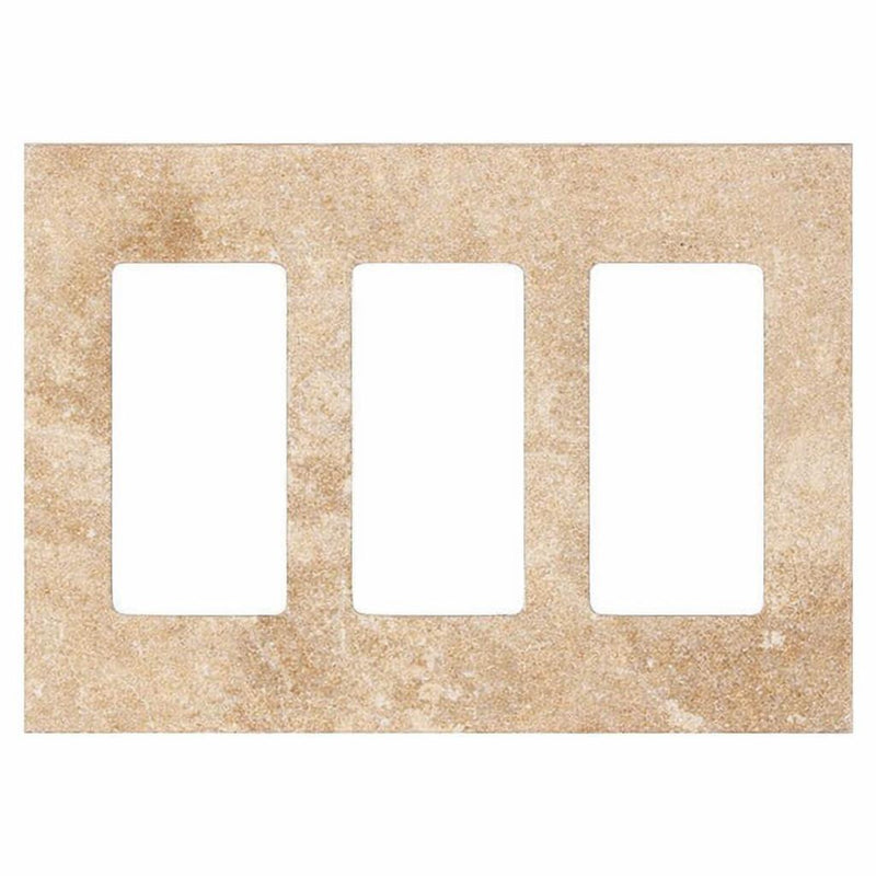 Walnut Travertine Switch Plate Covers 4-1/2x6 1/3 Honed Plate Cover 3-ROCKER