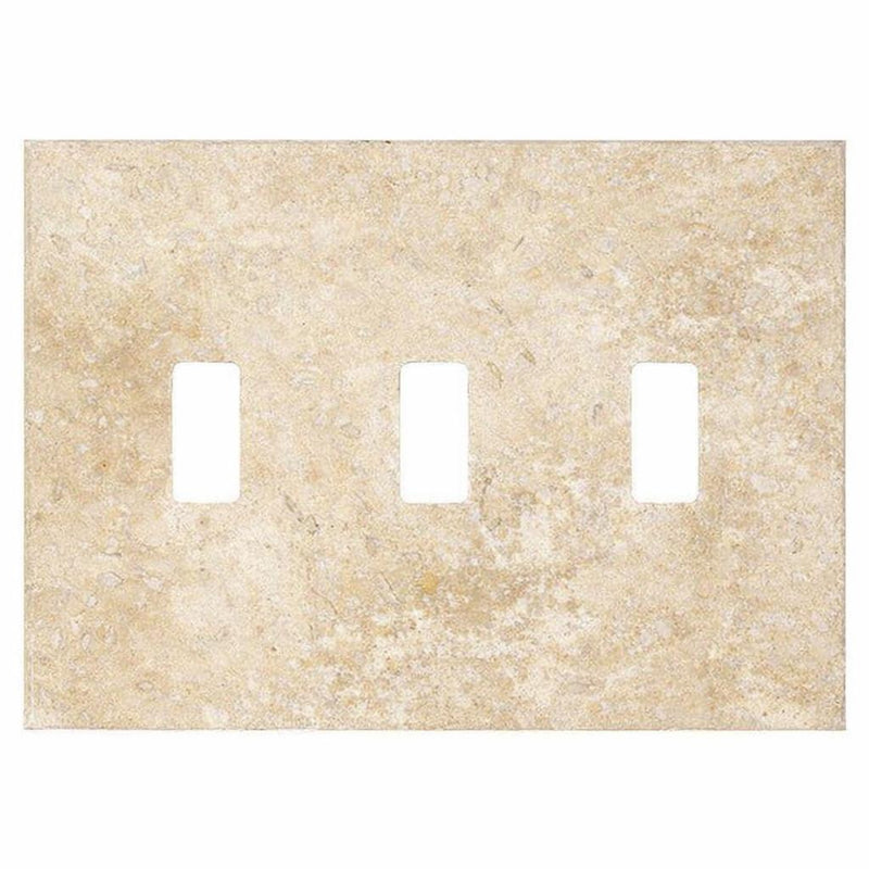 Walnut Travertine Switch Plate Covers 4-1/2x6 1/3 Honed Plate Cover 3-TOGGLE