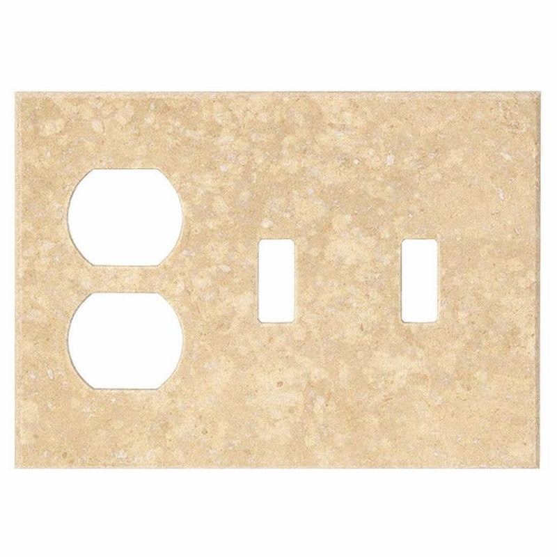 Walnut Travertine Switch Plate Covers 4-1/2x6 1/3 Honed Plate Cover DOUBLE TOGGLE - DUPLEX