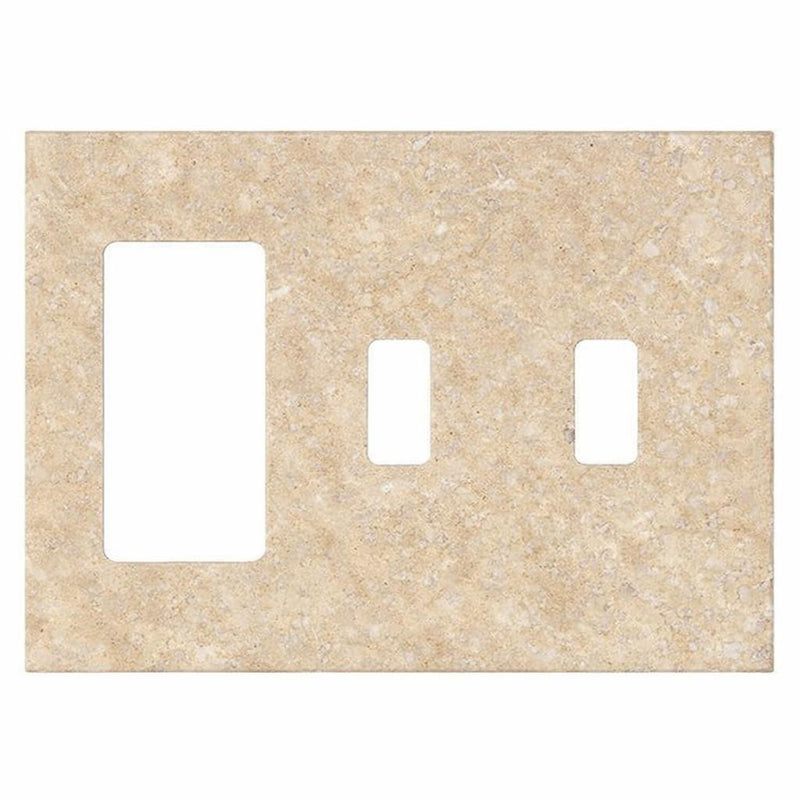 Walnut Travertine Switch Plate Covers 4-1/2x6 1/3 Honed Plate Cover DOUBLE TOGGLE - ROCKER