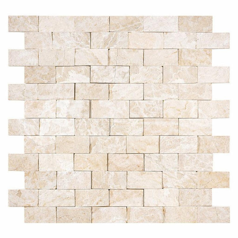 Diano Royal (Queen Beige) Marble 1x2 Polished Brick Joint Mosaic Brick Mosaic