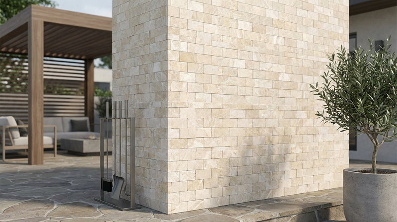 Diano Royal (Queen Beige) Marble 1x2 Polished Brick Joint Mosaic Brick Mosaic