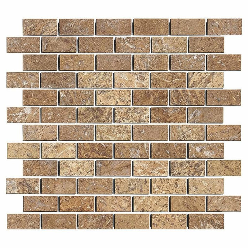 Noce (Antalya) Travertine 1x1 Filled & Honed Travertine Mosaic