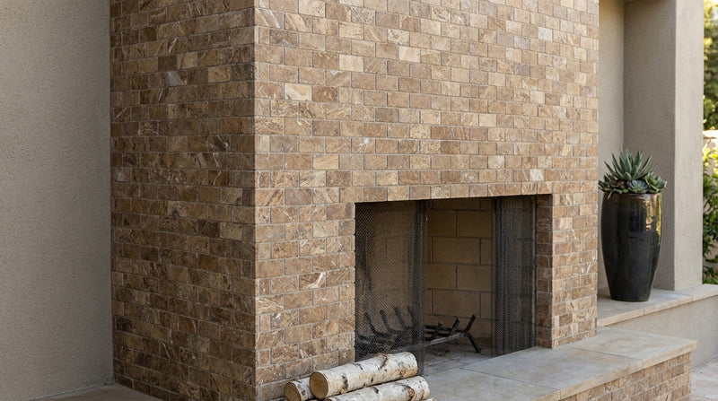 Noce (Antalya) Travertine 1x1 Filled & Honed Travertine Mosaic