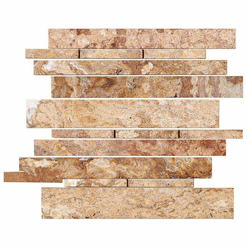 Scabos Travertine Honed Travertine Random Strip Mosaic