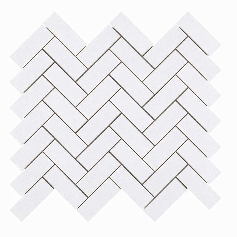 Thassos White (Greek) Marble 1x3 Honed Herringbone Mosaic