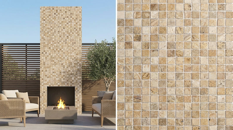 Philadelphia Travertine 5/8x5/8 Tumbled Travertine Mosaic