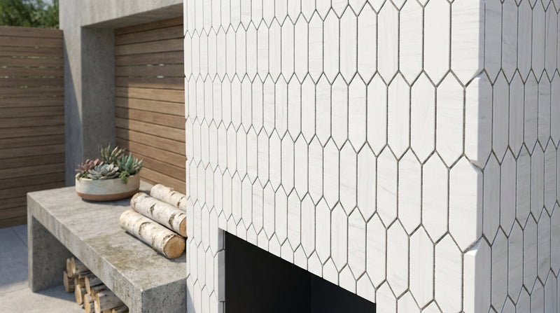 Bianco Dolomiti (White Dolomite) Honed Picket Mosaic