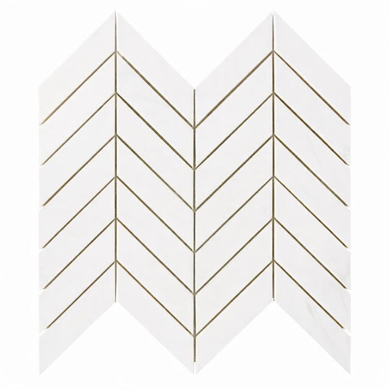 Bianco Dolomiti (White Dolomite) Honed Chevron Mosaic