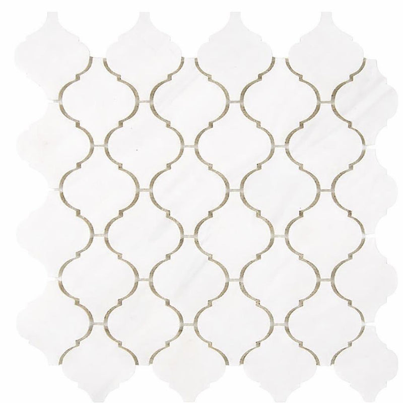 Bianco Dolomiti (White Dolomite) Honed Lantern Mosaic (3") (Arabesque / Moroccan / Baroque)