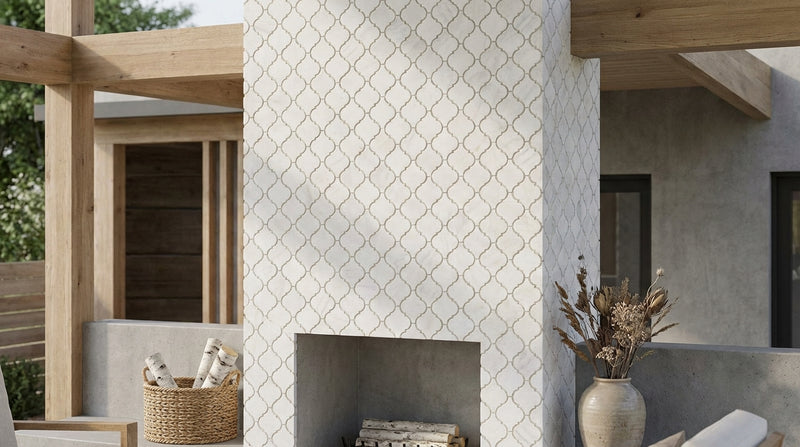 Bianco Dolomiti (White Dolomite) Honed Lantern Mosaic (3") (Arabesque / Moroccan / Baroque)