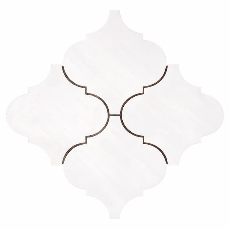 Bianco Dolomiti (White Dolomite) Honed Lantern Mosaic (6") (Arabesque / Moroccan / Baroque)