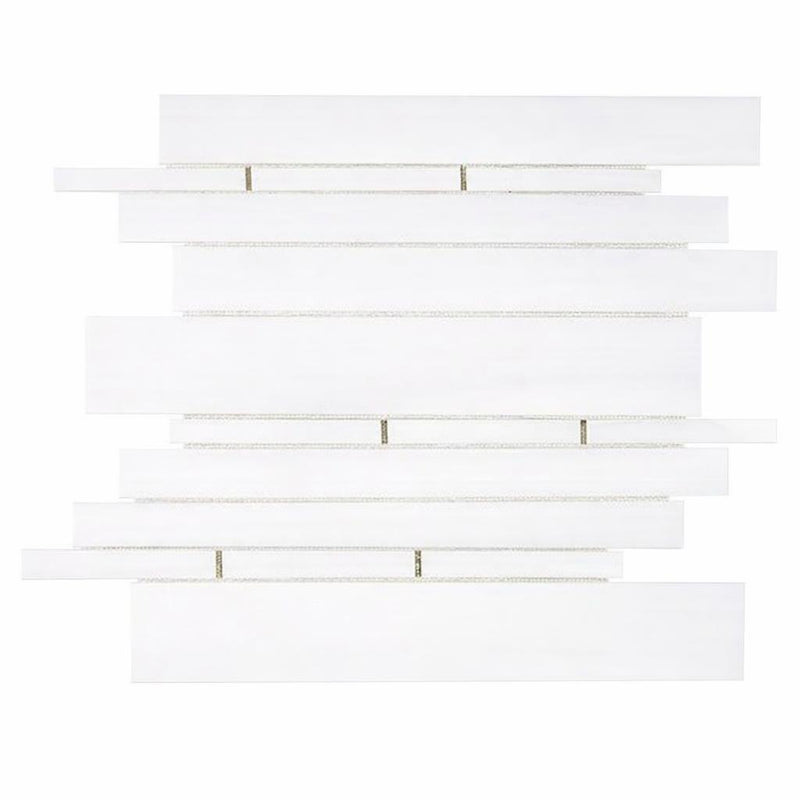Bianco Dolomiti (White Dolomite) Honed Manhattan Mosaic Manhattan (Random-Strip) Mosaic