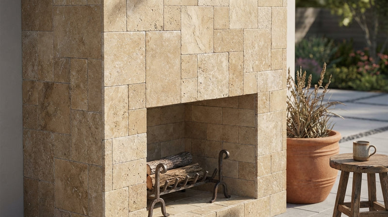 Noce (Antalya) Travertine Tumbled Travertine OPUS Mini-Pattern Mosaic OPUS Mini-Pattern (4 pcs.) Mosaic (Interlocking)