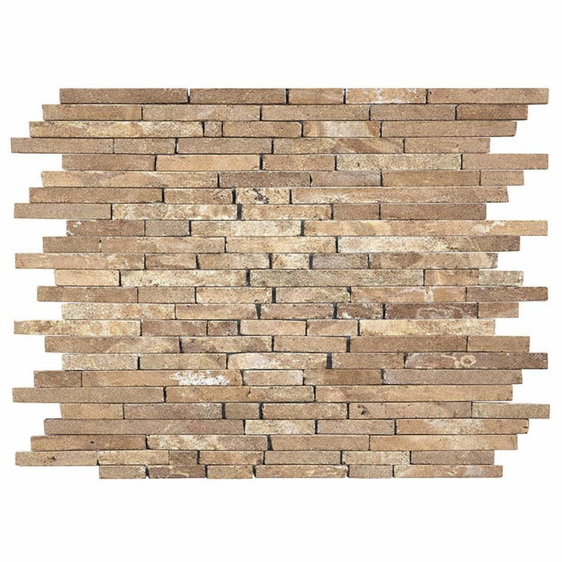 Noce (Antalya) Travertine Tumbled Travertine Random Strip Mosaic
