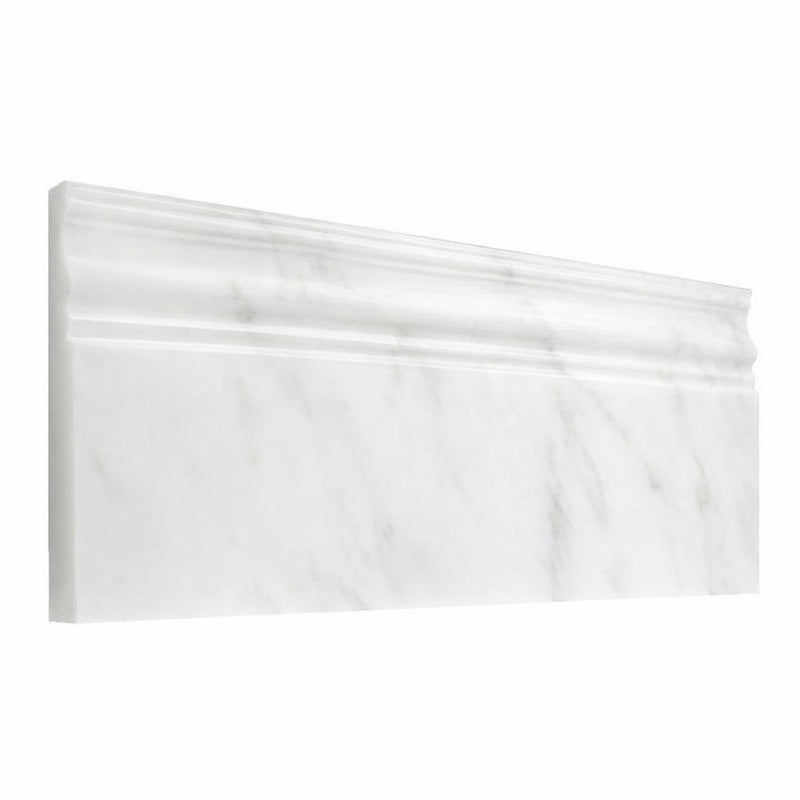 Oriental White (Asian Statuary) Oriental White Marble 4-3/4x12 Polished / Honed Tile Baseboard Trim