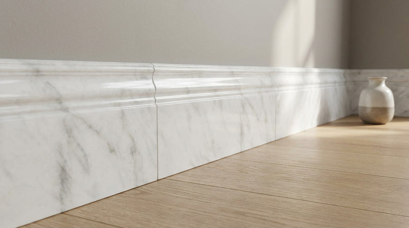 Oriental White (Asian Statuary) Oriental White Marble 4-3/4x12 Polished / Honed Tile Baseboard Trim