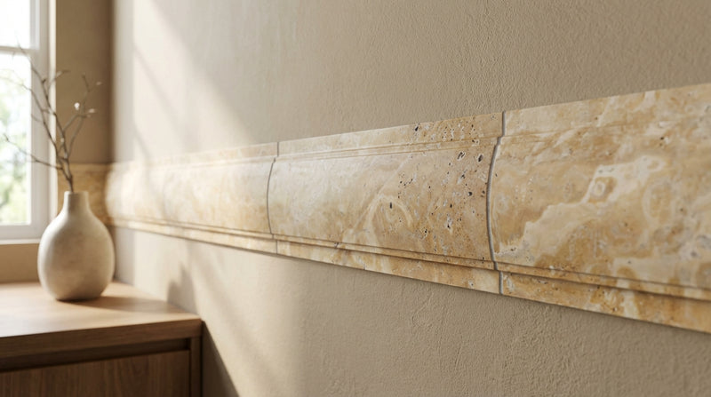 Gold / Yellow Gold Travertine 3x12 Honed Travertine Tile Arch / Baldwin Molding