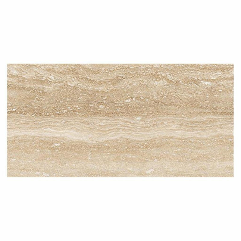Ivory / Light Travertine 12x24 Cream Filled & Polished Tile