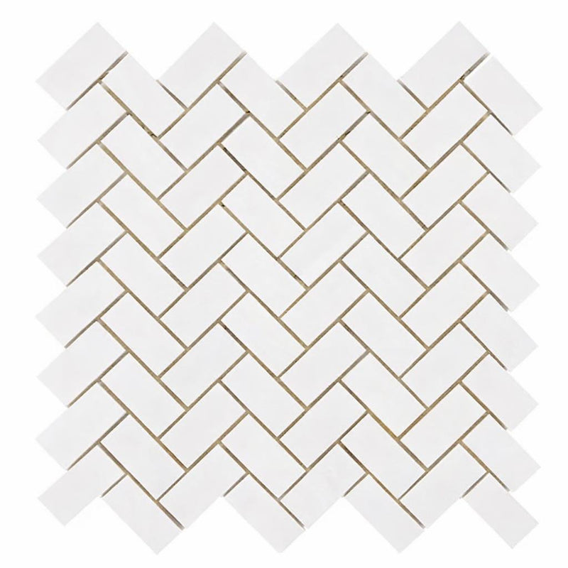 Bianco Dolomiti (White Dolomite) 1x2 Round-Faced (CNC-Arched / Wavy) & Honed Herringbone Mosaic