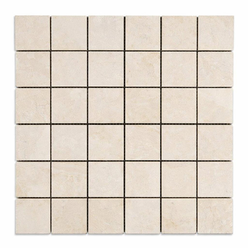 White Pearl (Turkish Botticino) (Botticino) Marble 2x2 Tumbled Mosaic