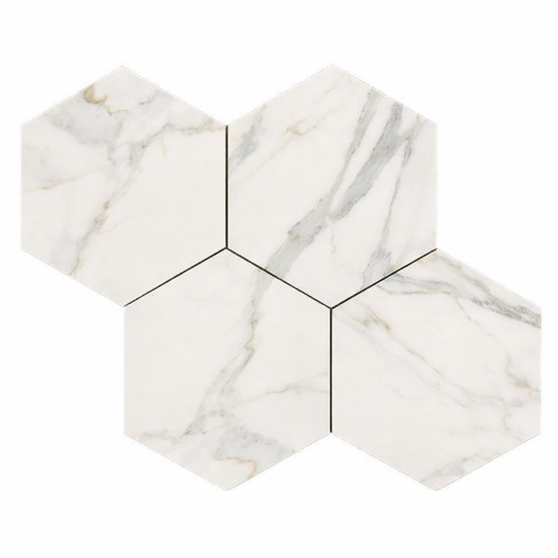 Calacatta Gold (Italian) Marble 6x6 Honed Hexagon Mosaic