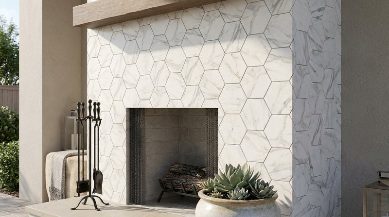 Calacatta Gold (Italian) Marble 6x6 Honed Hexagon Mosaic