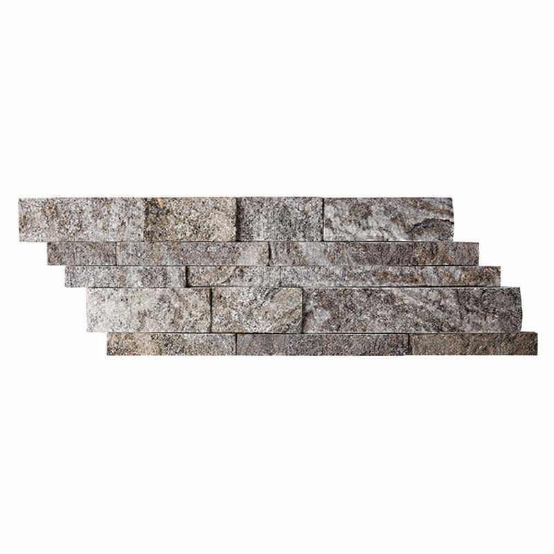 Silver (Pewter Blend) Travertine Split-faced Travertine Ledger Panel