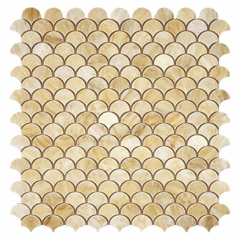 Honey (Giallo Crystal) Onyx Polished Fan Mosaic FAN (Raindrop) Mosaic