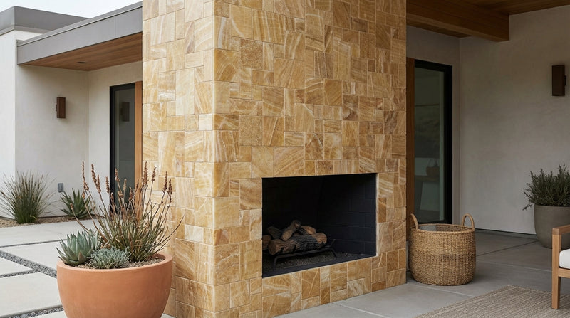 Honey (Giallo Crystal) Onyx Polished Mosaic Mini-Versailles Pattern