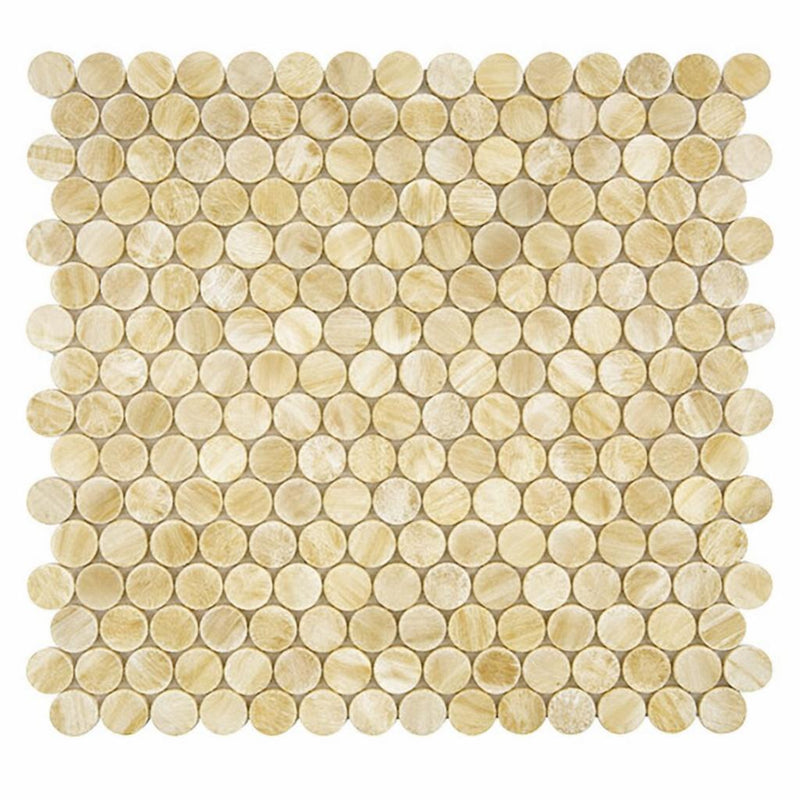 Honey (Giallo Crystal) Onyx Polished Penny-Round Mosaic