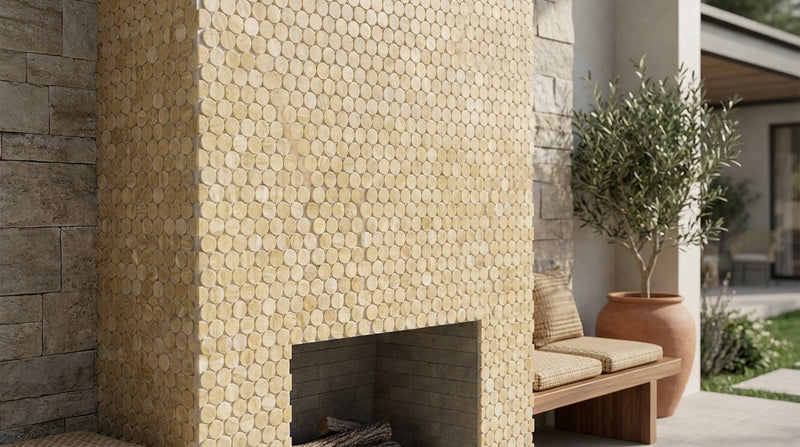 Honey (Giallo Crystal) Onyx Polished Penny-Round Mosaic