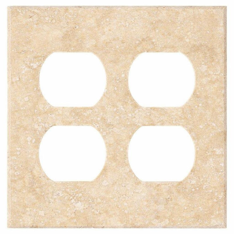 Walnut Travertine Switch Plate Covers 4-1/2x4 1/2 Honed Plate Cover 2-DUPLEX